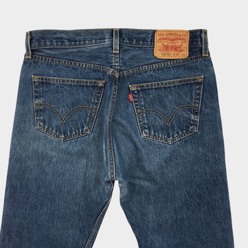 VINTAGE Levis 501xx Original Fit Jeans Blue Denim Button Fly Straight Mens 32x26